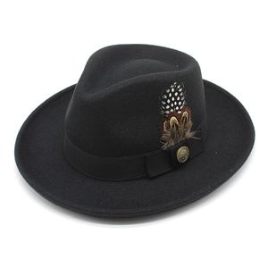 Feather Accessories Top Hat European US Western Cowboy Cap Party Fedora Hats Women Men Knight's Cap Waterproof Thick Wool Hat