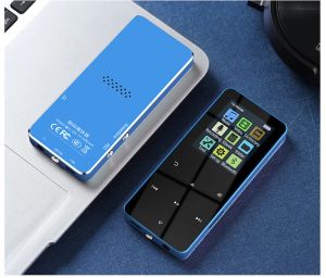 Lettori Hot Lettore MP3 MP4 Altoparlante compatibile Bluetooth Tasto touch Altoparlante incorporato Mini walkman portatile in metallo HiFi con allarme radio FM