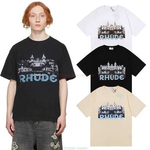 Designer Fashion Clothing Tees Rhude Tshirt Casino HD Castle Print T-Shirt Cotton Streetwear Topps Casual Sportswear Rock Hip Hop For Sale 408 74