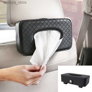 Tissue Boxes Napkins Car Tissue Box Cover Sun Visor Chair Back Hanging Type Tissue Box Armrest Box Towel Tissue Auto Interior Accessories PU Leather Q240222