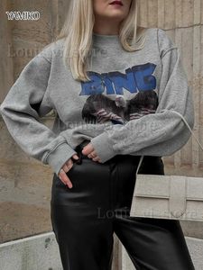 Women's Hoodies Sweatshirts 2023 Autumn Letters Eagle Cotton Long Sleeve Women Sweatshirt O-Neck Casual Female Sweatshirt Pullovers Womens Clothes Tops T240222