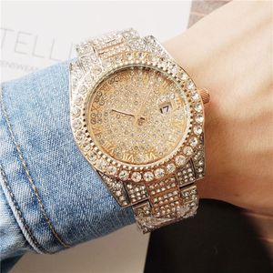 豪華な男性の時計ローズゴールドファッションダイヤモンドウォッチステンレス鋼の男性時計カレンダーreloj de lujo244t