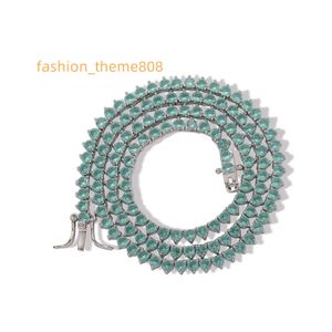 Summer Emerald Moissanite Tennis Chain 3mm Square Crystal Single Row Halsband