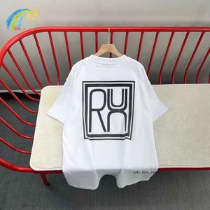 Rhude 남자 티셔츠 여름 봄 패션 스트리트웨어 제비 프린트 프린트 셔츠 남자 여자면 살구 검은 흰색 티 535