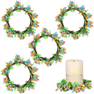 Decorative Flowers 4 Pcs Green Leaves Easter Ring Front Door Wreath Small Silk Cloth Adornment