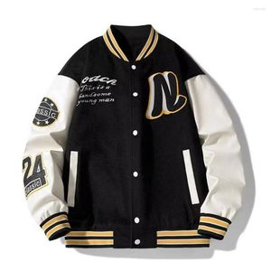 Men's Jackets Comfortable Men Jacket Stand Collar Striped Letter Pattern Cardigan Coat With Pockets Thick Long Sleeve Baseball For Mid