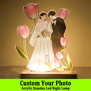 Chains Personalized Custom 3D Lamp Standee Photo Cartoon Acrylic Customized Spotify Night Light Wedding PET Anniversary Birthday Gift