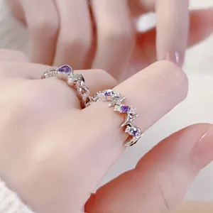 Cluster Rings 2 Pieces Adjustable Purple Engagement Y2K Aesthetic Jewelry Alloy Material Gift For Women