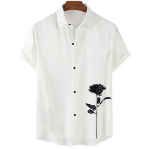夏のハワイアンフローラルシャツのための特大のシャツ3Dプリントティーホワイト半袖ファッショントップカジュアルホムブラウスカミサ240219