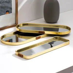 Decorative Figurines Nordic Oval/rectangle Trays Glass Storage Tray Dressing Table Cosmetic Containers Jewelry Dish Modern Home Decor