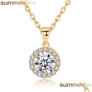 Pendant Necklaces 18K Gold Plated Round Cz Pendant Necklace Cubic Zirconia Cluster For Women Party Bridal Wedding Jewelry Dr Dhgarden Dhgwd