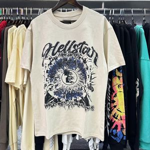 HellStar T Shirt Designer Mens T Shirts Graphic Tee Hipster Umyj materiał uliczny Graffiti Filt Foil Druku