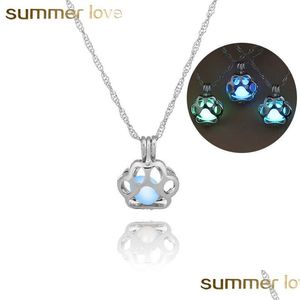 Ожерелья с подвесками, новая мода, светящееся жемчужное ожерелье в виде собачьей лапы для женщин, уникальные светящиеся открывающиеся подвески, аксессуары в стиле панк Dhfo6