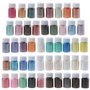&equipments 47 Colors Pigments Brilliant Mica Powder Kit Epoxy Resin Colorant Makeup Bath Bomb Soap Candle Making Powder Pigment Kit