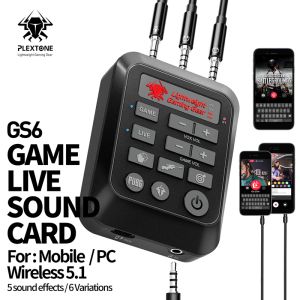 Tillbehör PLextone GS6 Game Live Sound Card Connect Wired eller Wireless 5 Sound Effects 6 Variationer för mobiltelefon PC