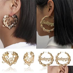 Hoop & Huggie Women Gold Large Hoop Earrings Baby Girl Letter Sier Love Peach Heart Geometric Circle Bamboo Bone Earring Fashion Desi Dhjgl