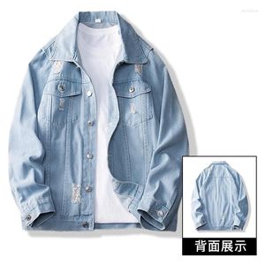 Men's Jackets 2024 Ripped Denim Jacket Youth Autumn All-Matching Jeans