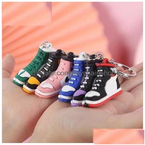 Keychains Lanyards Creative Mini PVC Sneakers For Men Women Gym Sportskor Keychain Handbag Chain Basketball Shoe Key Ho Drop Deliv Dhpko