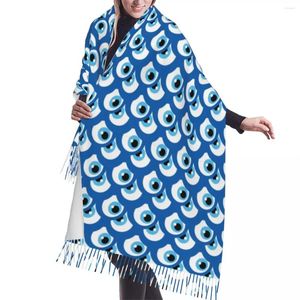 Lenços Turquia Evil Eye Símbolo Padrão Nazar Lenço Envoltório para Mulheres Longo Inverno Quente Borla Xale Unissex Moda Versátil Feminino