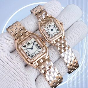 Se för kvinnors toppklass Swiss Imports Movement Watches 22mm 27mm Square Roman Siffer Dial Luxury Moissanite Watch 904l Rostfritt stål Watch Waterproof Whit Box