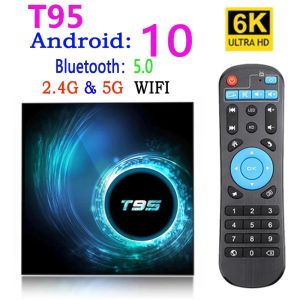 T95 Smart Tv Box Android 10 4k 6k 4g 32gb 64gb 5g Wifi Bluetooth Quad Core set top box media Player ZZ