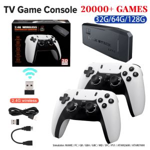 コンソールTV HDビデオゲームコンソールワイヤレスコントローラーゲームパッド10000+ゲーム32/64/128GレトロハンドヘルドゲームプレーヤーHDテレビゲームスティックM8 GD10