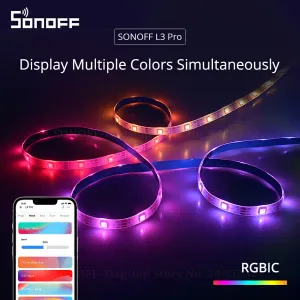 Control SONOFF L3 Pro Smart LED Strip Light WiFi LED RGBIC Lights Flexible Lamp Tape Display Multiple Colors Simultaneously Music Mode