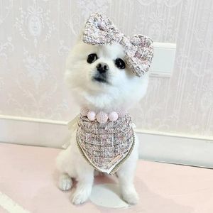 Hundkläder Small Fashion Desinger Pet Saliv Thandduk Bib Cat Bow Tie Hårklipp Valp Söta tillbehör Yorkshire Chihuahua Pomeranian