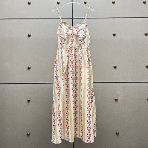 European fashion brand Beige linen floral print slip midi dress