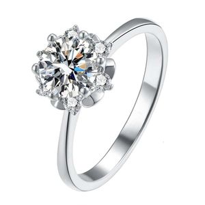 D-Color Mosang Stone Pure Sier Ring, 살아있는 소녀는 결혼을 제안합니다.