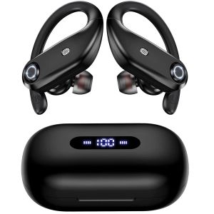 Alto-falantes sem fio fones de ouvido bluetooth v5.0 fone de ouvido unidades duplas 4 alto-falante música fone esporte earbud led display energia hd chamada com microfone