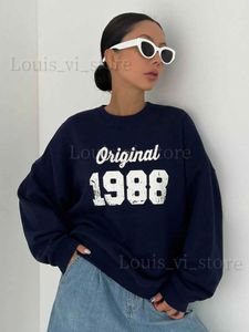 Bluzy damskie bluzy jesienne pullover oryginał 1988 Bluza retro druk koreańskie ubrania streetwearne mody crewneck ciepłe bluza bluzki topy t240222