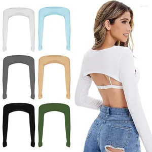 Knee Pads Summer Fashion Women's Soft One Piece Long Sleeved Elastic Modal Arm Warm Cover Shrug Hijab Tops Muslim Clothes