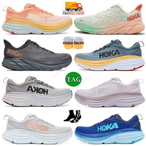 Hokas One Erkek Kadın Bondi 8 Hoka Clifton 9 Koşu Ayakkabıları Üst Tasarımcı Castlerock Çilek Üçlü Siyah Beyaz Leylak Mist OG Düz Tenis Sabahları Açık Mekan Büyük Boyut