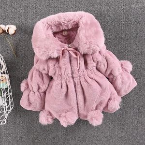ジャケット冬の女の赤ちゃんコート長袖フェイクファー女の子のために暖かい服服の幼児アウター2 3 4 5 6歳