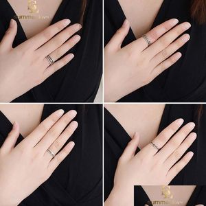 Cluster Rings New Arrival Vintage Sier Copper Ring For Women Men Simple Style Retro Leaves Knot Open Fashion Jewelry Gift Drop Delive Dhan6