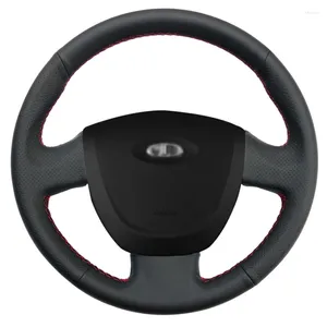 Steering Wheel Covers Hand-stitched Black Leather Car Cover For Lada Granta 2011 2012 2013 2014 2024