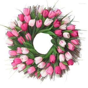 Decorative Flowers Tulip Wreath Door Artificial Flower Floral Twig Spring Summer For Front