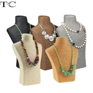 Necklaces Hemp Rope Necklace Display Stand Portrait Neck Ornament Display Jewelry Stand Window Jewelry Display Stand