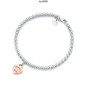 1EM3 Populära Tiffaniness Solglasögon Solglasögon S925 Silver 4mm Runda pärlor Hjärtformade Tiffan -armband Tjockare bottenplätering Boudoir Commemorative Fashion GL