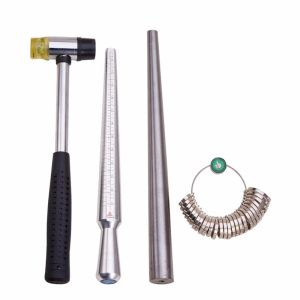 Anelli Pandahall Gioielli Misurazione Strumenti Set di anelli Sticchi ad anello Mandrel American Calibration Ring Sizer Installabile Two Ways Hammer