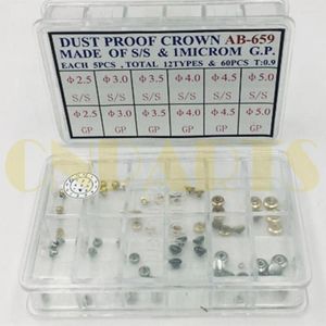 Kits de reparo de relógio AB-659 Kit de coroa de aço à prova de poeira com 1 MICROM banhado a ouro para relojoeiro