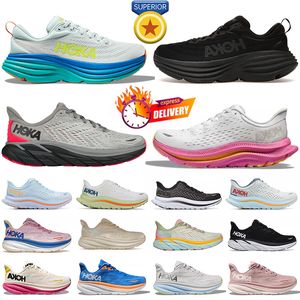 Hoka Clifton 9 Bondi 8 Hokas Shoes Women Mens Sharkkin Diva Pink On Clouds Women Lod Flow Biegła niebieska biała biała Kawana Peach Whip Sport