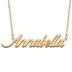 Annabella Name Necklace Custom Nameplate Pendant for Women Girls Birthday Gift Kids Best Friends Jewelry 18k Gold Plated Stainless Steel