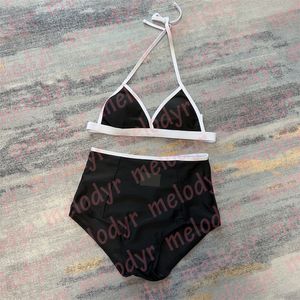 Designer halter badkläder triangel märke bikini set sommarlovstrand bad baddräkt hög midja baddräkt