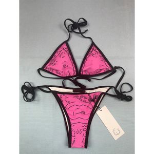 Купальник-бикини дизайнерский купальник Сексуальный тренд, новый розово-красный цвет, подвесной дизайн шеи, смысл, знаменитое плавание, лето, пляжное время, купальные костюмы, комплект бикини, 2 шт. для девочек