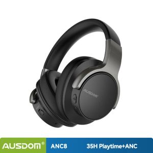 Hörlurar/headset Ausdom ANC8 Aktivt brusavbrytande trådlösa hörlurar Bluetooth -headset med Super Hifi djup bas 35h lektid för researbete