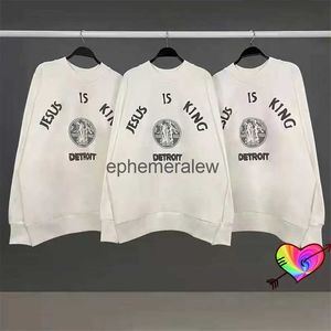 Men's Hoodies Sweatshirts White Sunday Service Crew Neck Jesus Is King Sweatshirts Men Women Detroit City Hoodie Hip Hop Ye SweatshirtsH24222