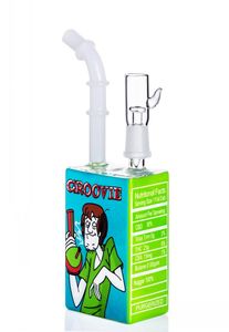 8 inch Variety Cartoon Hookah Square Box Shape Hitman Juice Dab Rigs Glass Water Bongs Thick 14.4 mm Male Random piece