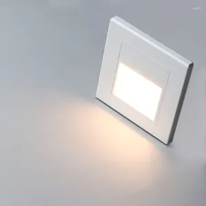 Lâmpada de parede Luzes da escada de indução do corpo humano Interior ao ar livre Passo 1.5W Recesso LED Light Staircase Decoração do quarto